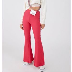 NWT UO Ribbed Flare Stretch Pants in Berry